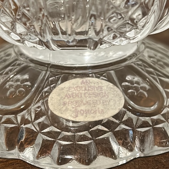 Avon Fostoria Diamond Floral Pattern Votive Candle Holder 1970s - Picture 2 of 4